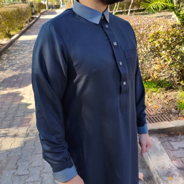 قميص الساجد - أسود غرابي – لمسة فخامة